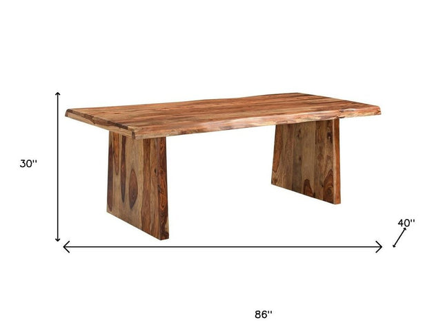 Nine Piece Brown Solid Wood Dining Set with Eight Chairs and One Bench