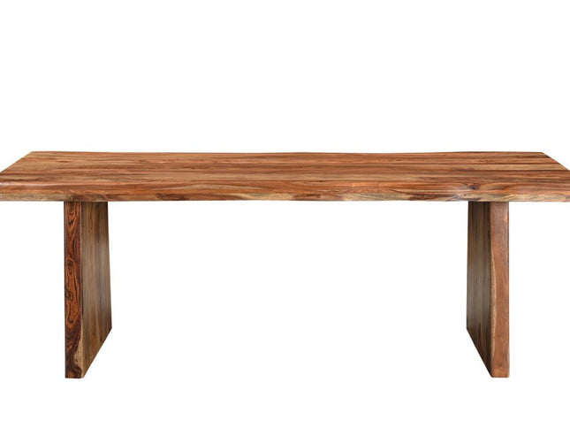 Nine Piece Brown Solid Wood Dining Set with Eight Chairs and One Bench