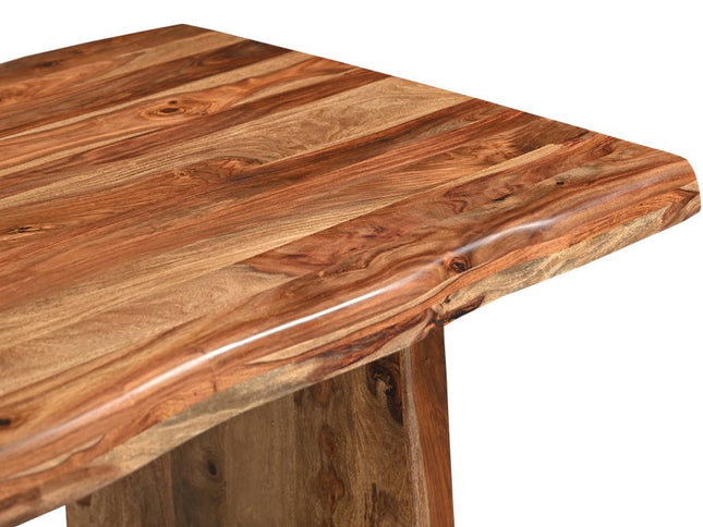 Nine Piece Brown Solid Wood Dining Set with Eight Chairs and One Bench