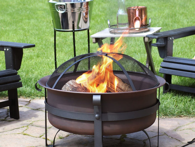 29" Bronze Steel Wood Burning Round Fire pit