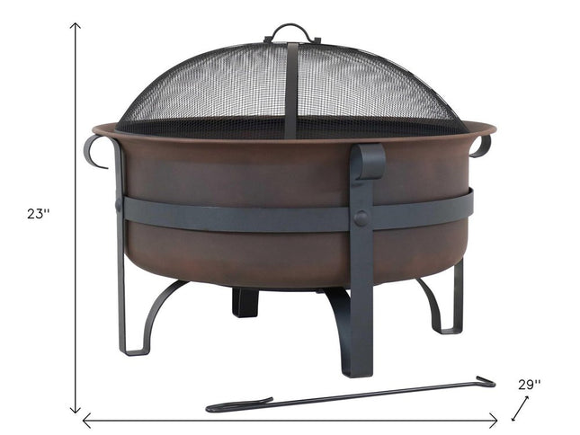 29" Bronze Steel Wood Burning Round Fire pit