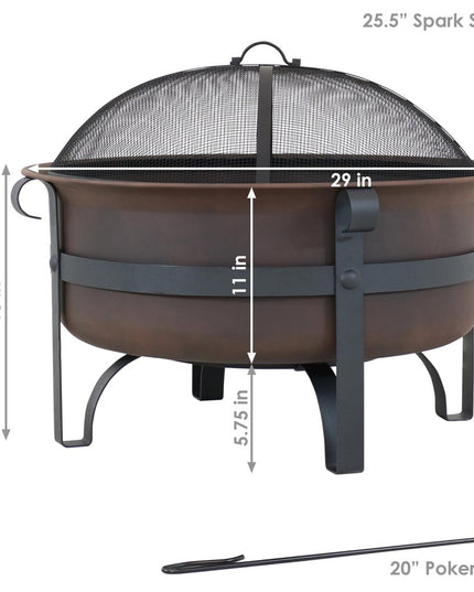 29" Bronze Steel Wood Burning Round Fire pit