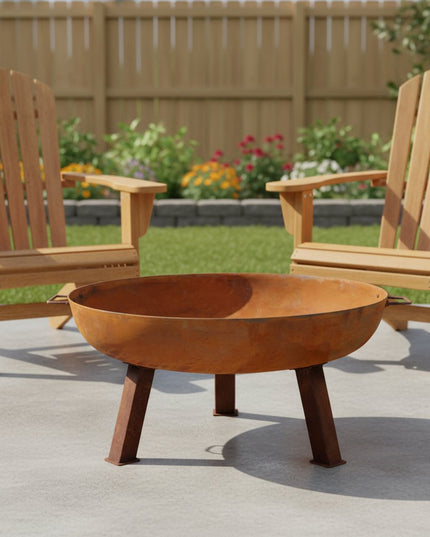 34" Rust Steel Wood Burning Round Fire pit