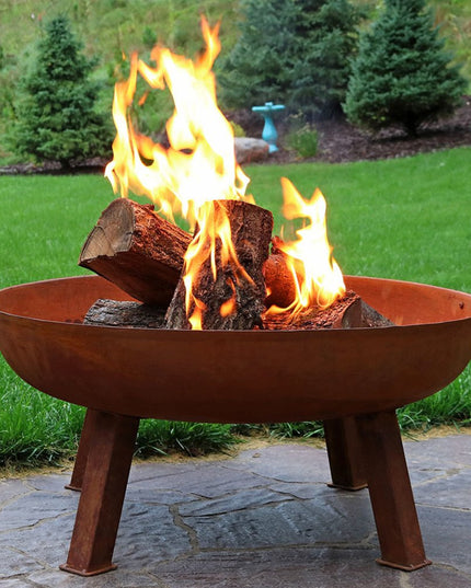 34" Rust Steel Wood Burning Round Fire pit