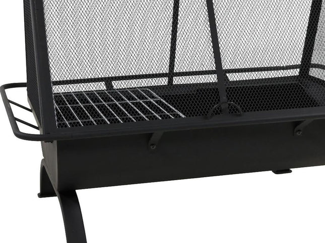 36" Black Steel Wood Burning Rectangular Fire pit With Cover