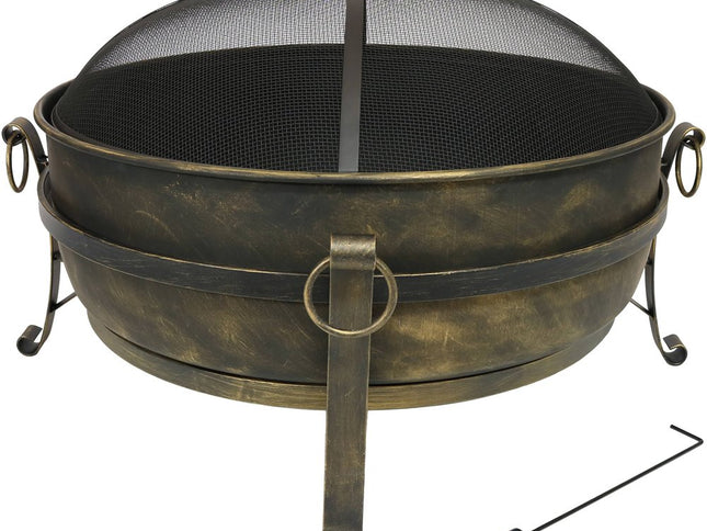 40" Black Steel Wood Burning Round Fire pit
