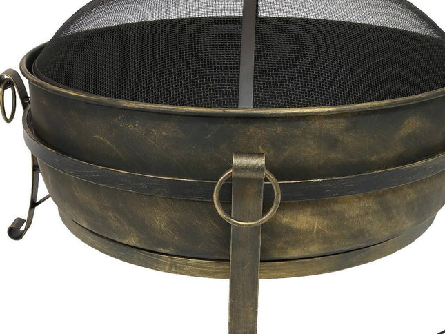 40" Black Steel Wood Burning Round Fire pit