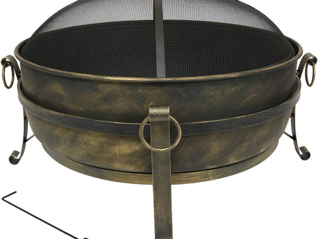 40" Black Steel Wood Burning Round Fire pit