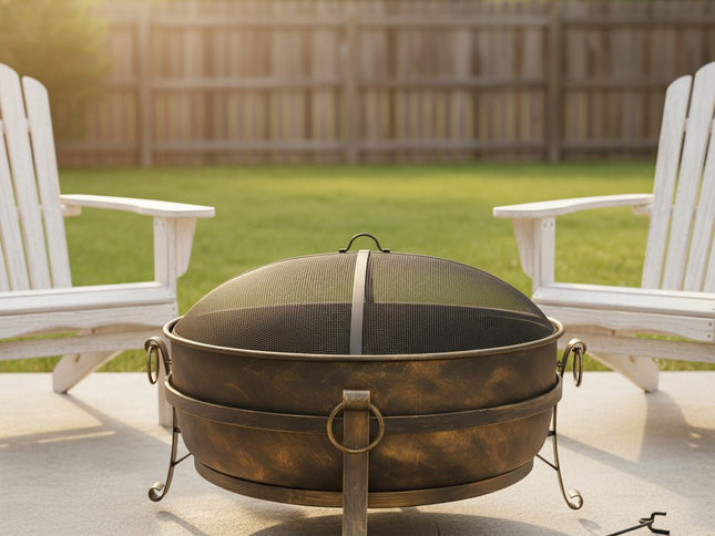 40" Black Steel Wood Burning Round Fire pit