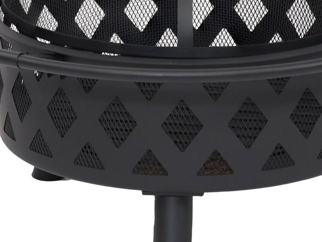 30" Black Steel Wood Burning Round Fire pit With Cover