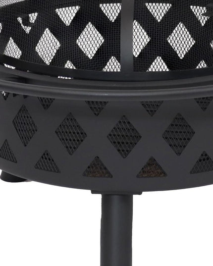 30" Black Steel Wood Burning Round Fire pit With Cover