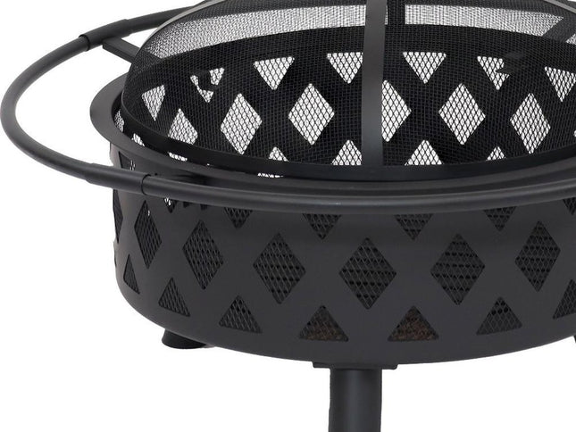 30" Black Steel Wood Burning Round Fire pit With Cover
