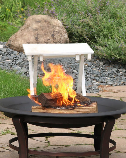 23" Black Steel Wood Burning Round Fire pit