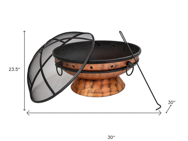 30" Copper Steel Wood Burning Round Fire pit