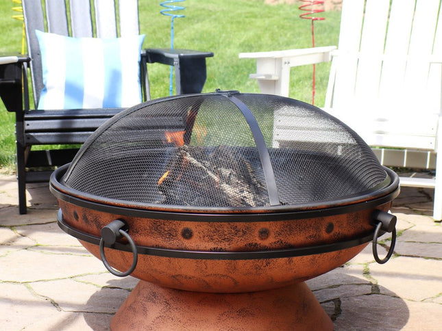 30" Copper Steel Wood Burning Round Fire pit