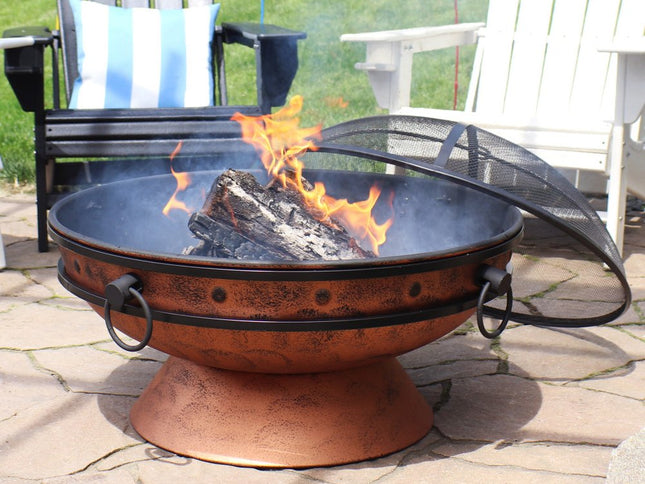 30" Copper Steel Wood Burning Round Fire pit