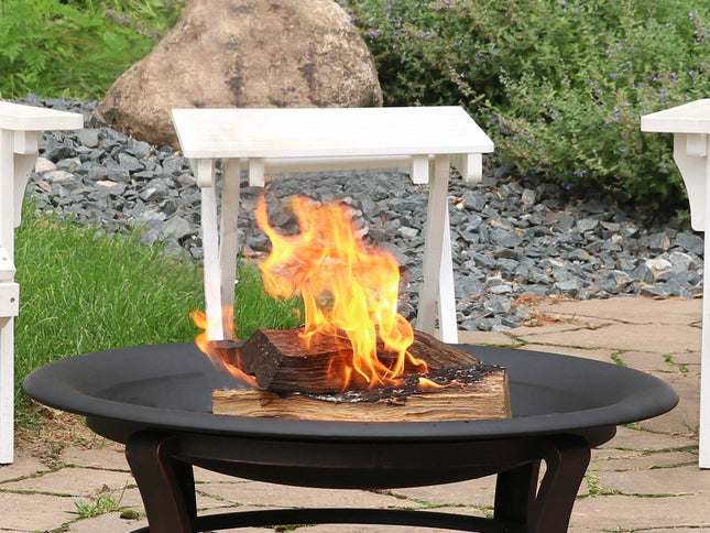 33" Black Steel Wood Burning Round Fire pit
