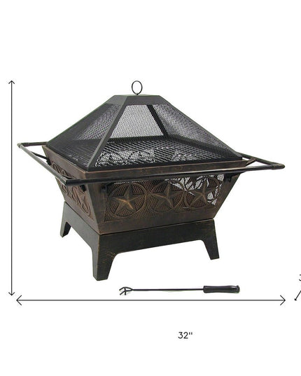32" Bronze Steel Wood Burning Round Fire pit