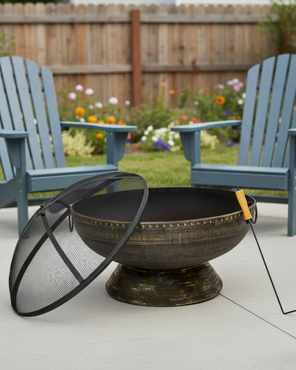 30" Bronze Steel Wood Burning Round Fire pit
