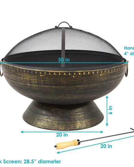 30" Bronze Steel Wood Burning Round Fire pit