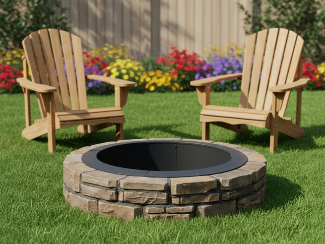 42" Black Steel Wood Burning Round Fire ring