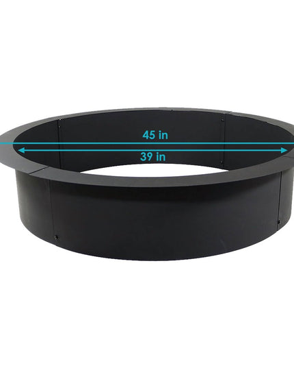 45" Black Steel Wood Burning Round Fire ring