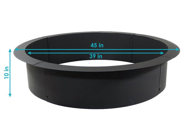 45" Black Steel Wood Burning Round Fire ring