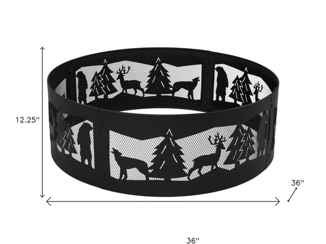 36" Black Steel Wood Burning Round Fire ring