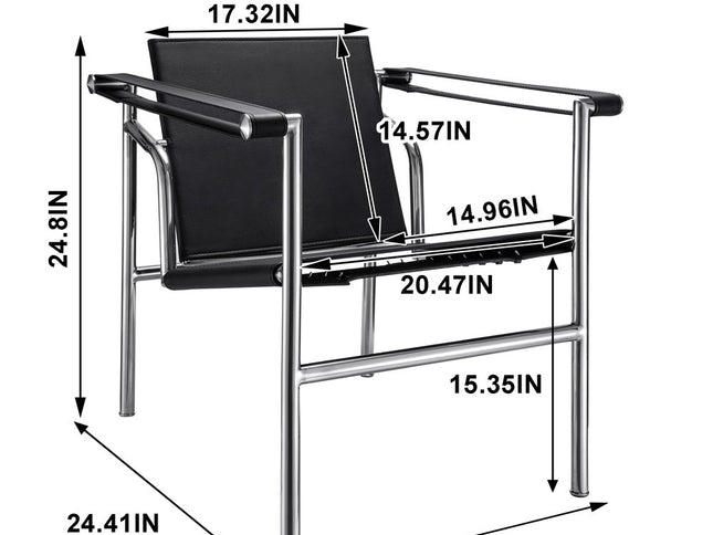 24" Silver Stainless Steel Arm Chair
