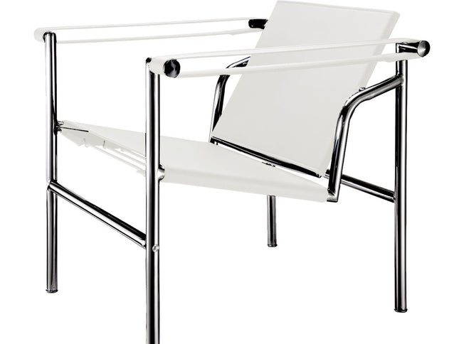 24" White and Silver Faux Leather and Stainless Adjustable Back Arm Chair