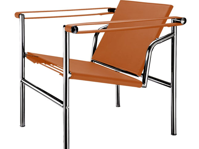 24" Terra Cotta and Silver Faux Leather and Stainless Adjustable Back Arm Chair