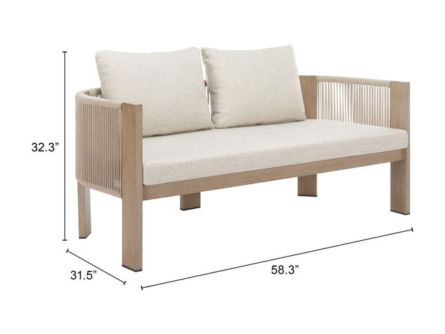 59" Beige Polypropylene Sofa