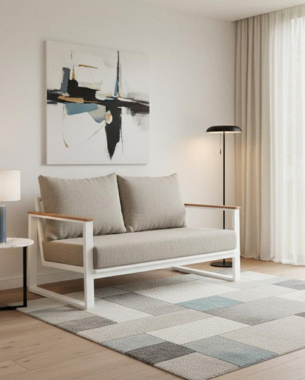 56" Taupe Polypropylene Sofa