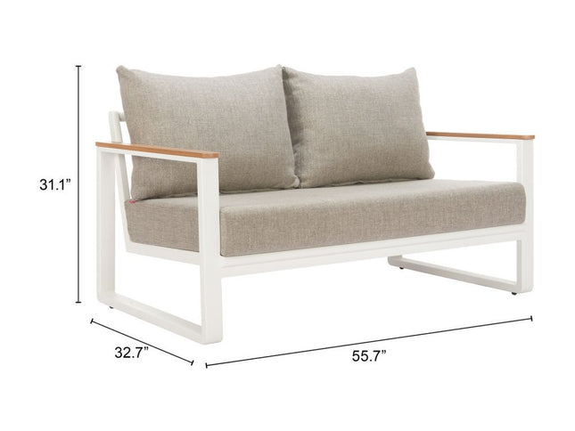 56" White Polypropylene Sofa