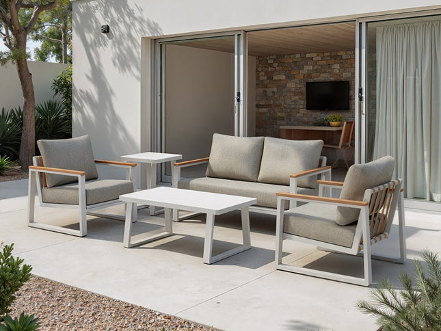 56" White Polypropylene Sofa