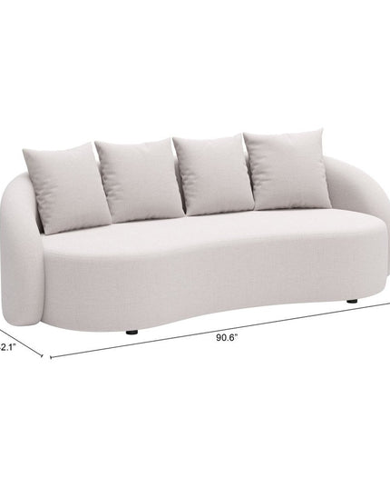 91" Beige Polypropylene Sofa