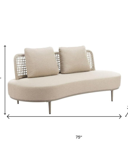 75" Beige Fabric Sofa