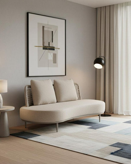 75" Beige Fabric Sofa