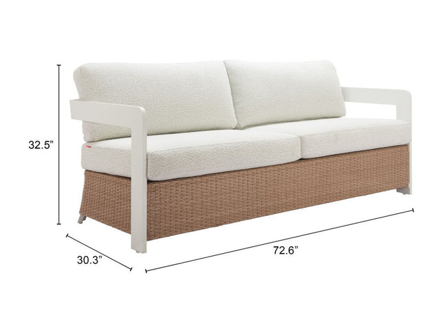 73" White Polypropylene Sofa