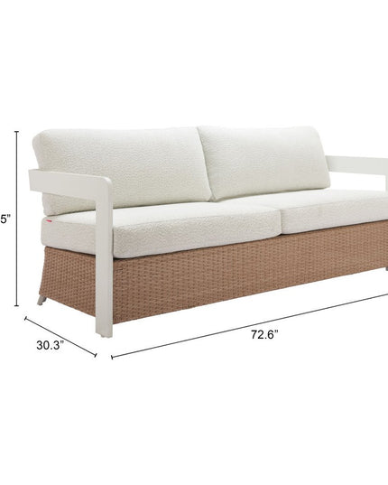 73" White Polypropylene Sofa