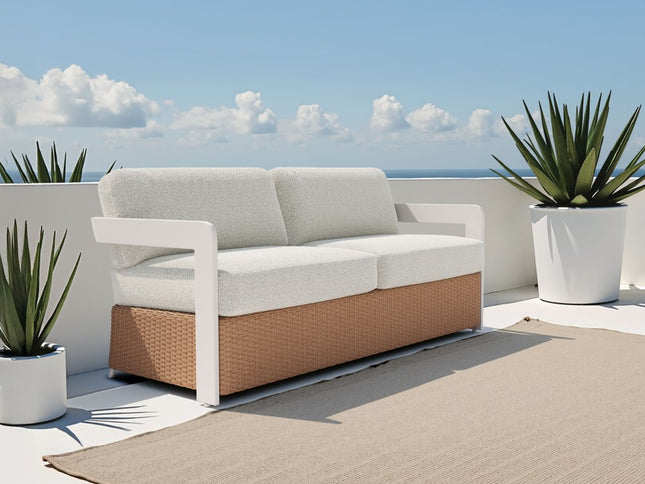 73" White Polypropylene Sofa