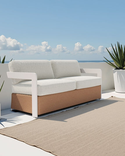 73" White Polypropylene Sofa