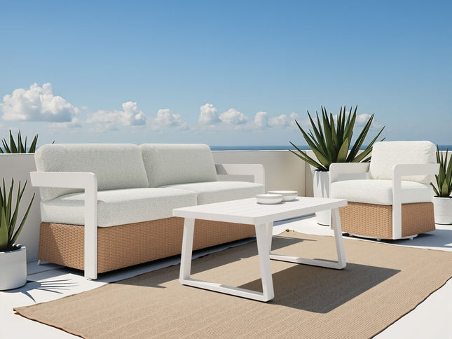 73" White Polypropylene Sofa