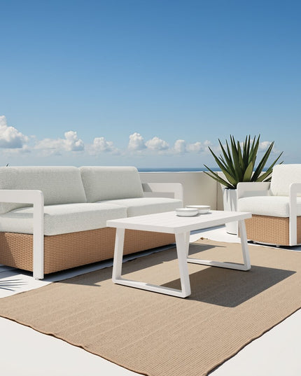 73" White Polypropylene Sofa