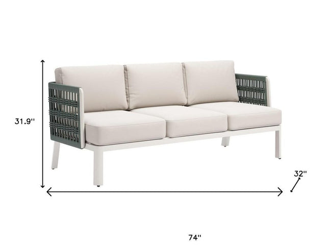 74" White Polypropylene Sofa