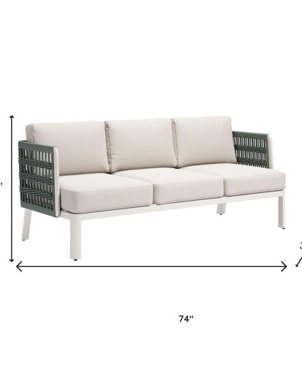 74" White Polypropylene Sofa