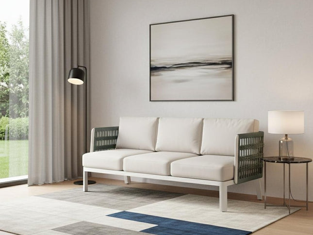 74" White Polypropylene Sofa