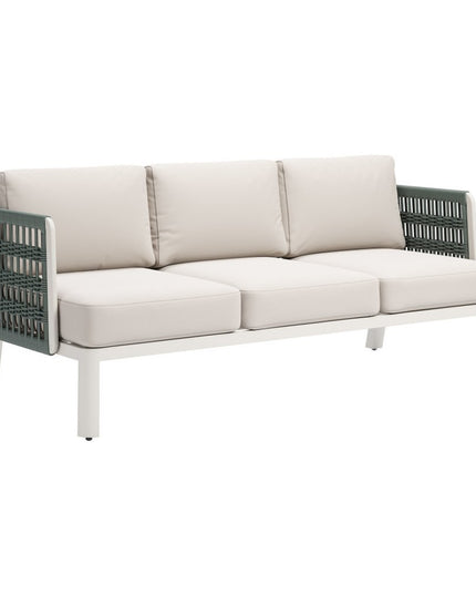 74" White Polypropylene Sofa