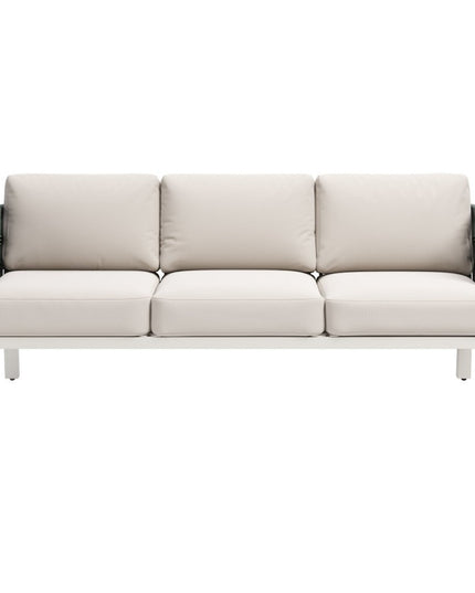 74" White Fabric Sofa