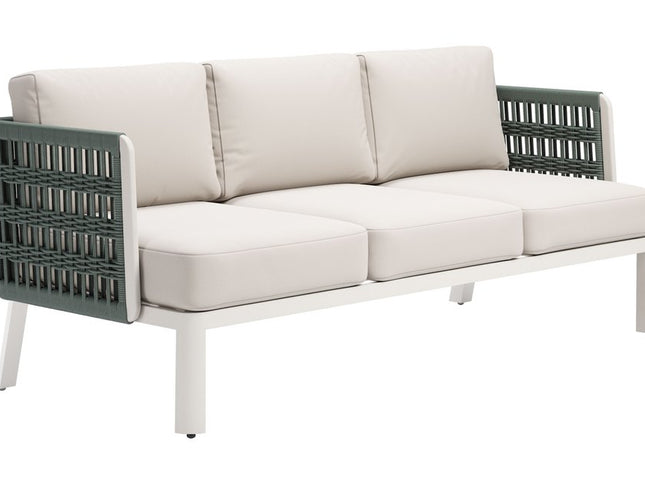 74" White Polypropylene Sofa